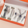 Wholesale Elegant Small And Exquisite Rhinestone Strap Ladies' Watch Set With Stainless Steel Strap Alloy Case And Round Dial