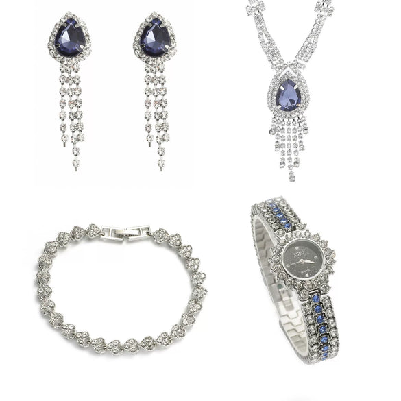 Wholesale Elegant Small And Exquisite Rhinestone Strap Ladies' Watch Set With Stainless Steel Strap Alloy Case And Round Dial