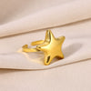 Wholesale Elegant Stainless Steel Open Ring With Star Heart Geometric Pattern And Electroplating Treatment