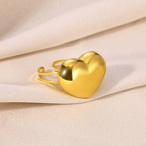Wholesale Elegant Stainless Steel Open Ring With Star Heart Geometric Pattern And Electroplating Treatment