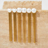 Wholesale Elegant Stainless Steel Pearl Long Tassel Earrings With Geometric Design And Electroplating For Women