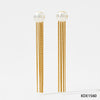 Wholesale Elegant Stainless Steel Pearl Long Tassel Earrings With Geometric Design And Electroplating For Women