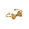 Wholesale Elegant Sweet Bow Open Gold Plated Stainless Steel Ring For Women
