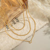 Wholesale Elegant Threelayer Geometric Zircon Stainless Steel Snake Bone Chain Necklace With Electroplating