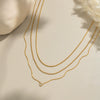 Wholesale Elegant Threelayer Geometric Zircon Stainless Steel Snake Bone Chain Necklace With Electroplating