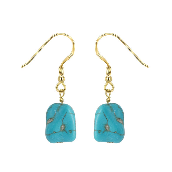 Wholesale Elegant Turquoise S925 Sterling Silver Geometric Retro Earrings With Electroplating