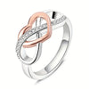 Wholesale Elegant Twocolor Geometric Cut Out Heart Copper Ring With Zirconia For Women