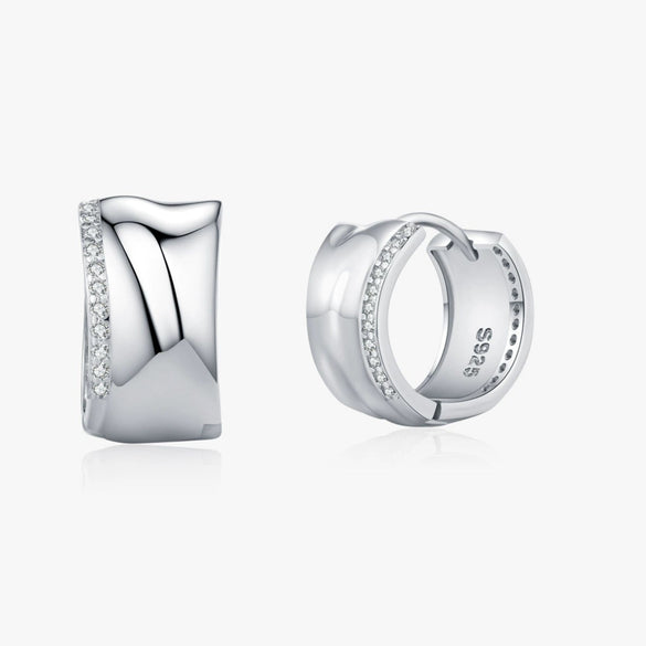 Wholesale Elegant Ushaped Silver Earrings Set With Diamonds For Women