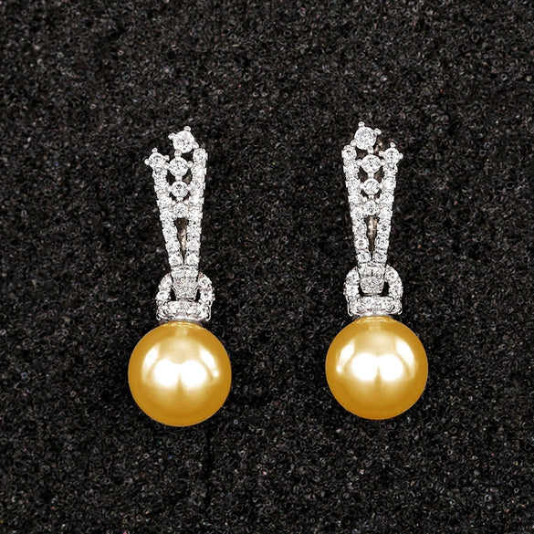 Wholesale Elegant Vintage Women's Imitation Pearl Earrings Copper With Flower And Geometric Patterns