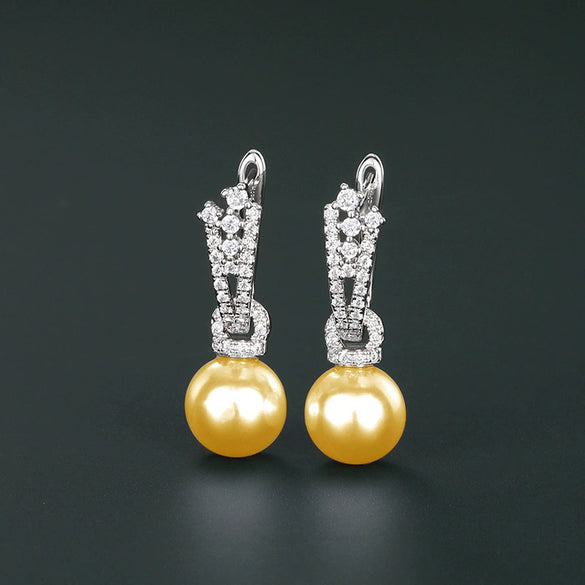 Wholesale Elegant Vintage Women's Imitation Pearl Earrings Copper With Flower And Geometric Patterns