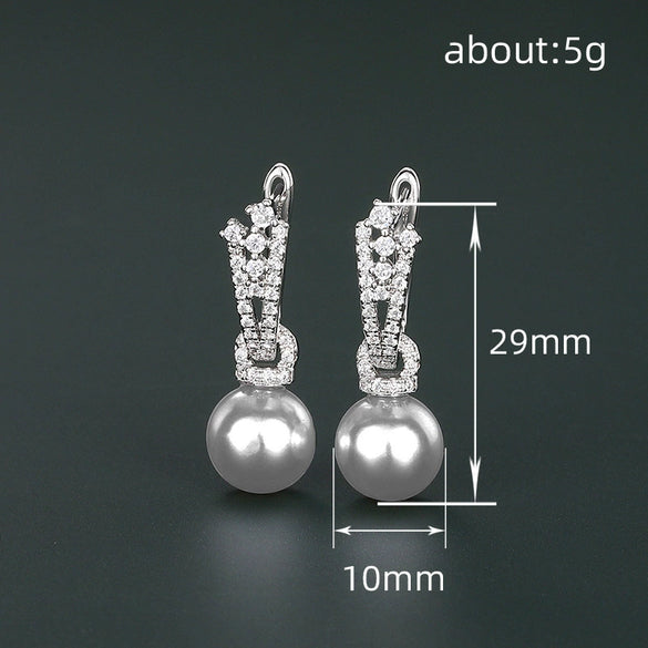 Wholesale Elegant Vintage Women's Imitation Pearl Earrings Copper With Flower And Geometric Patterns
