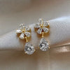 Wholesale Elegant Women's Copper Earrings With Flower And Geometric Drop Shape Design