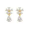 Wholesale Elegant Women's Copper Earrings With Flower And Geometric Drop Shape Design