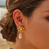 Wholesale Elegant Women's Earrings Stainless Steel 8K Gold Plated Zircon Inlaid With Geometric Devil's Eye Flower Love Combination Electroplated
