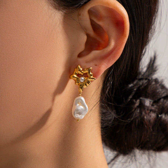Wholesale Elegant Women's Earrings Stainless Steel 8K Gold Plated Zircon Inlaid With Geometric Devil's Eye Flower Love Combination Electroplated