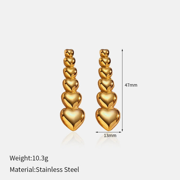 Wholesale Elegant Women's Stainless Steel Electroplated Irregular Geometric Square Hollow Peach Heart Poker Earrings