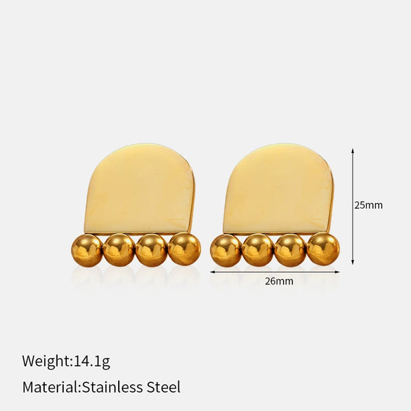 Wholesale Elegant Women's Stainless Steel Electroplated Irregular Geometric Square Hollow Peach Heart Poker Earrings