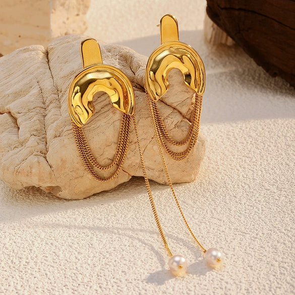Wholesale Elegant Women's Stainless Steel Electroplated Irregular Geometric Square Hollow Peach Heart Poker Earrings