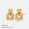 Wholesale Elegant Women's Stainless Steel Electroplated Irregular Geometric Square Hollow Peach Heart Poker Earrings