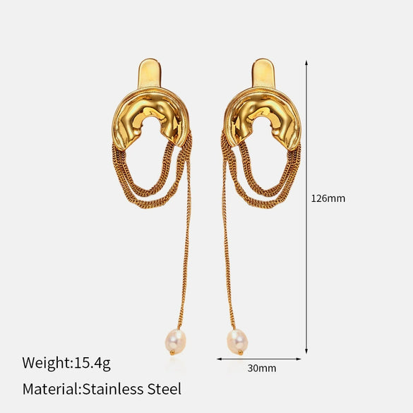 Wholesale Elegant Women's Stainless Steel Electroplated Irregular Geometric Square Hollow Peach Heart Poker Earrings