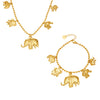 Wholesale Elephant And Baby Elephant Pendant Rice Bead Chain Necklace And Bracelet Set Electroplated Stainless Steel Women's Jewelry