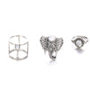 Wholesale Elephant Gem 3 Piece Set Joint Ring Set For Women Alloy Material With Electroplating Geometric Pattern