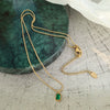 Wholesale Emerald Zircon Microinlay Titanium Steel 18K Gold Plated Necklace For Women