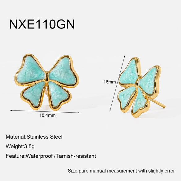 Wholesale Enamel Bow Stainless Steel Earrings For Women