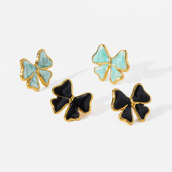 Wholesale Enamel Bow Stainless Steel Earrings For Women