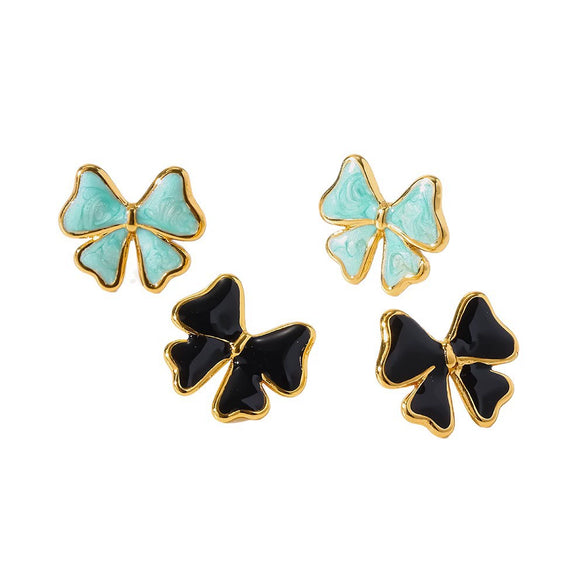 Wholesale Enamel Bow Stainless Steel Earrings For Women