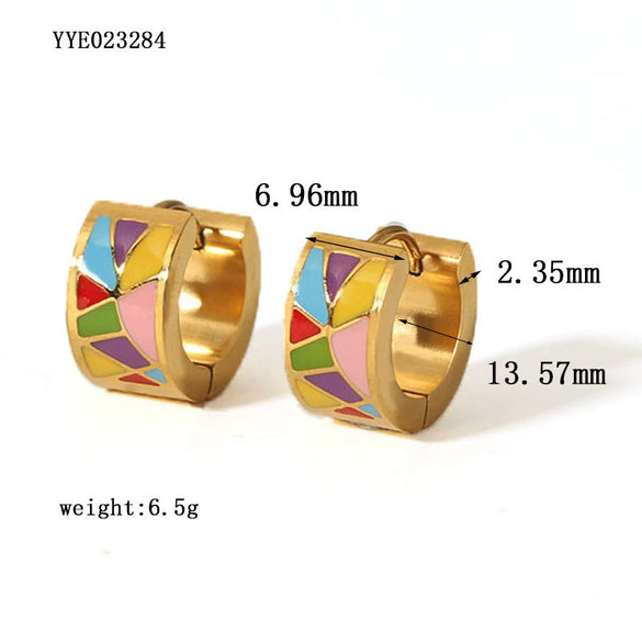 Wholesale Enamel Drop Glaze Stainless Steel Earrings With Bow Pattern 18K Goldplated Vacuum Real Gold Electroplated In Pvd Furnace For Women