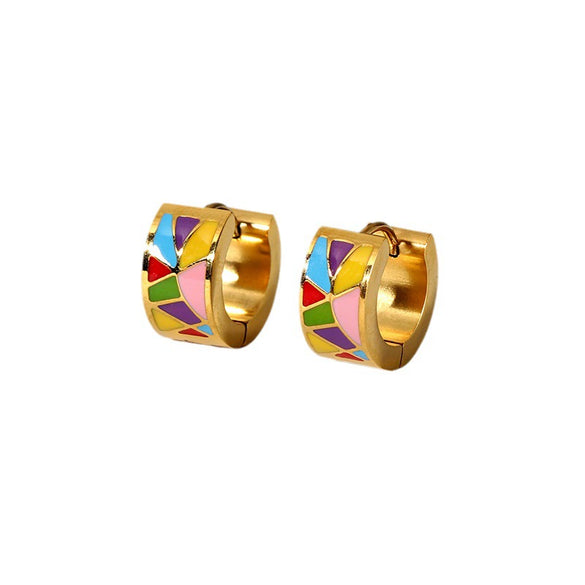 Wholesale Enamel Drop Glaze Stainless Steel Earrings With Bow Pattern 18K Goldplated Vacuum Real Gold Electroplated In Pvd Furnace For Women