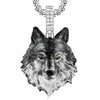 Wholesale Enamel Oildripping Diamondencrusted Wolf Head Animal Pendant Necklace Made Of Copper