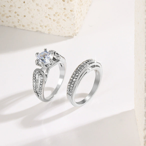 Wholesale Engagement Ring Zinc Alloy Inlaid Zircon Geometric Simple Style For Women