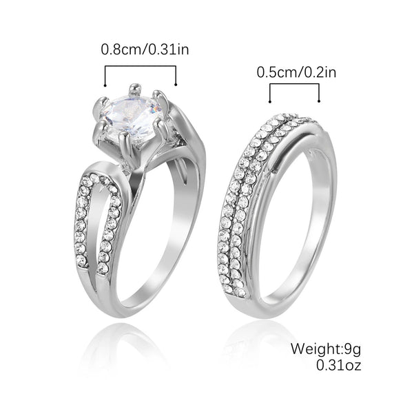 Wholesale Engagement Ring Zinc Alloy Inlaid Zircon Geometric Simple Style For Women