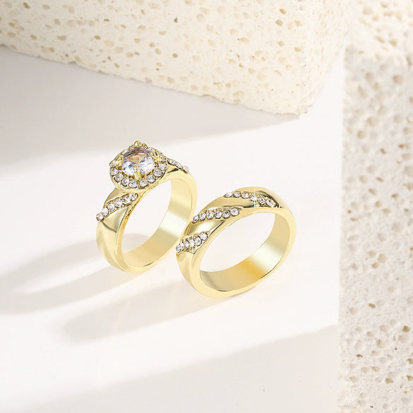 Wholesale Engagement Ring Zinc Alloy Inlaid Zircon Geometric Simple Style For Women