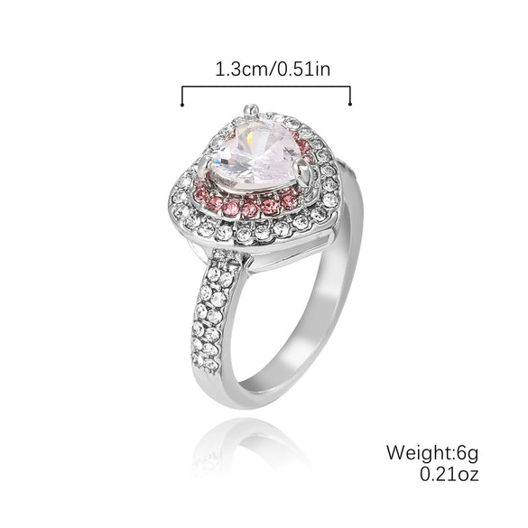 Wholesale Engagement Ring Zinc Alloy Inlaid Zircon Geometric Simple Style For Women