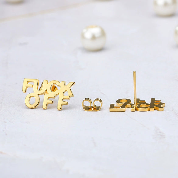 Wholesale English Letter Stud Earrings In Rose Gold Stainless Steel With Electroplating For Women