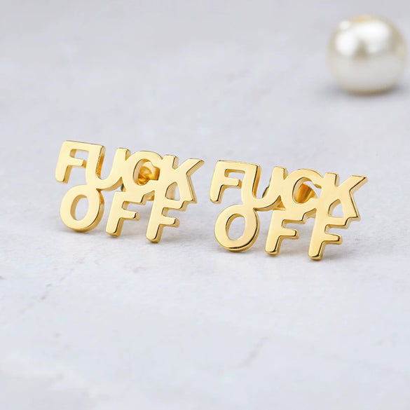 Wholesale English Letter Stud Earrings In Rose Gold Stainless Steel With Electroplating For Women