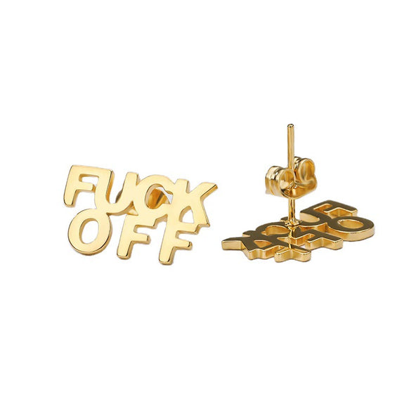 Wholesale English Letter Stud Earrings In Rose Gold Stainless Steel With Electroplating For Women