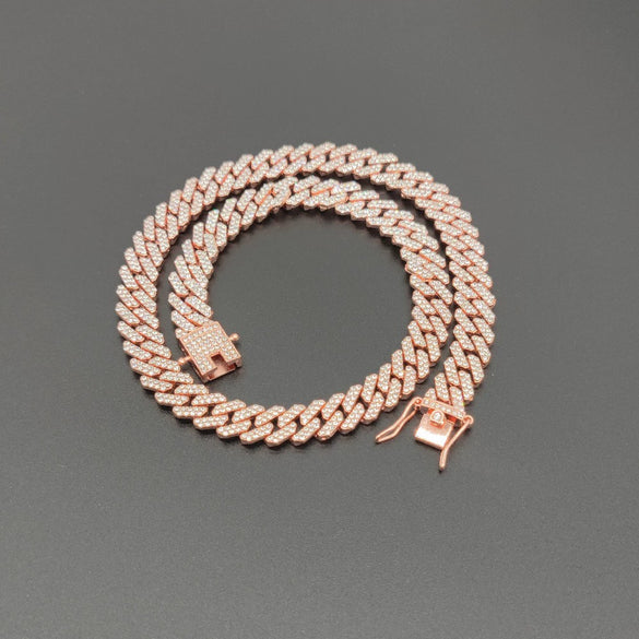 Wholesale Environmental Protection Alloy Hip Hop Domineering Stripshaped Ancient Rhombus Chain Necklace With Electroplating Treatment