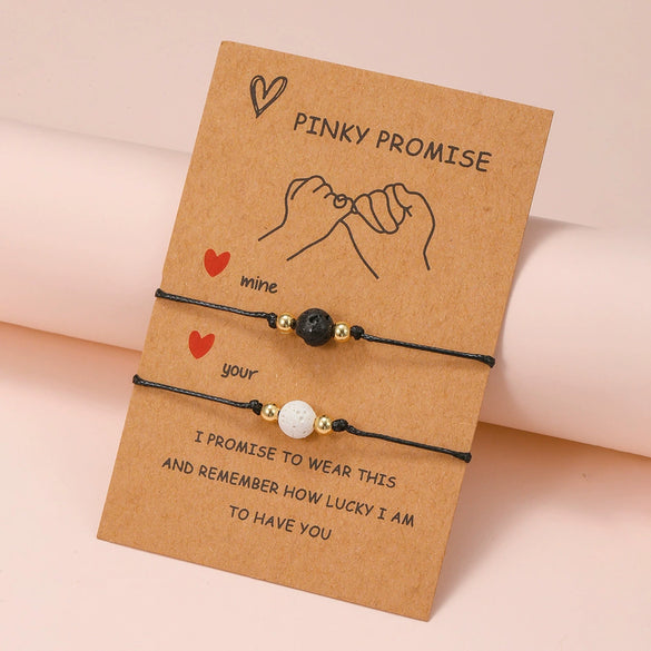 Wholesale Essential Oil Beads Card Bracelet Alloy Geometric Natural Volcanic Stone Women's Woven Bracelet