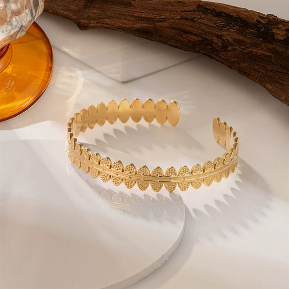 Wholesale Exaggerate Geometric Titanium Steel And Stainless Steel Adjustable Open Bracelet With Electroplating