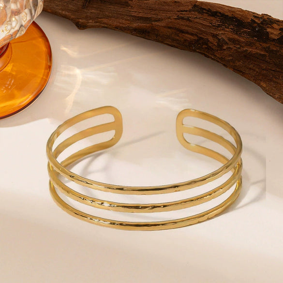 Wholesale Exaggerate Geometric Titanium Steel And Stainless Steel Adjustable Open Bracelet With Electroplating