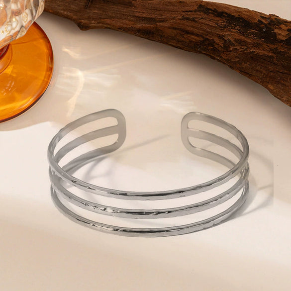 Wholesale Exaggerate Geometric Titanium Steel And Stainless Steel Adjustable Open Bracelet With Electroplating
