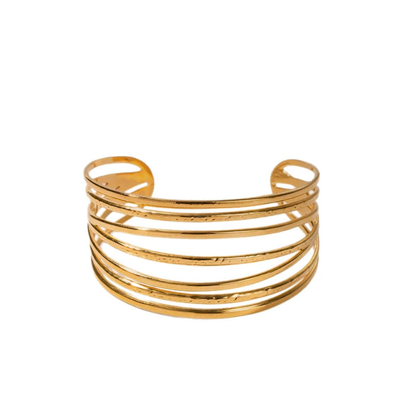 Wholesale Exaggerate Geometric Titanium Steel And Stainless Steel Adjustable Open Bracelet With Electroplating