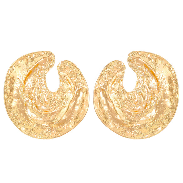 Wholesale Exaggerated Alloy Earrings With Concaveconvex Texture And Geometric Design For Women Electroplated