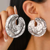 Wholesale Exaggerated Alloy Earrings With Concaveconvex Texture And Geometric Design For Women Electroplated