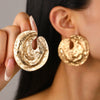 Wholesale Exaggerated Alloy Earrings With Concaveconvex Texture And Geometric Design For Women Electroplated