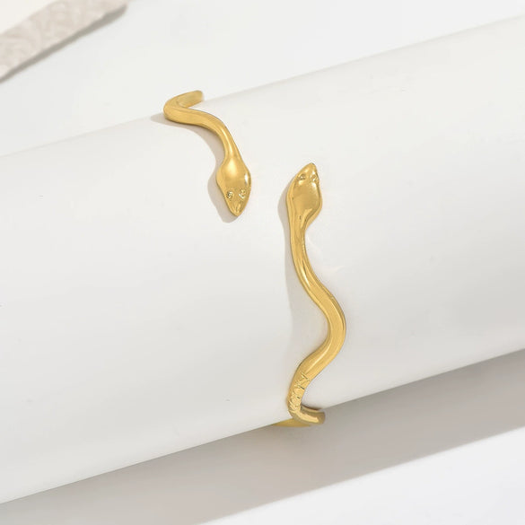 Wholesale Exaggerated Animal Style 14K Goldplated Stainless Steel Open Bracelet Hand Accessories
